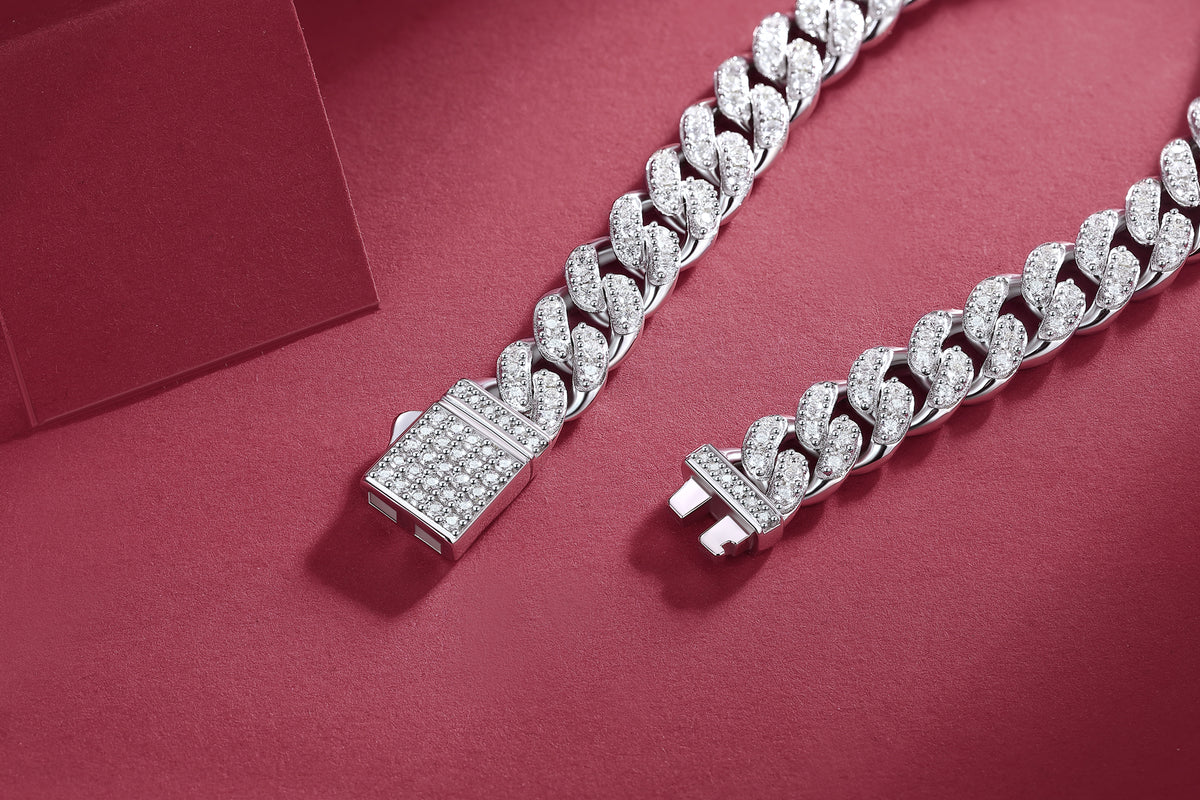 Mindjewel Cuban Link Moissanite Bracelet — 925 Sterling Silver