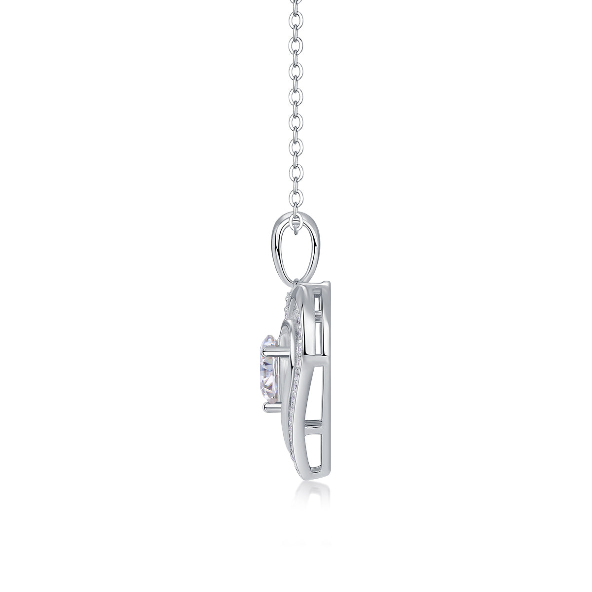 Mindjewel Amour Moissanite Double Heart Necklace — 925 Sterling Silver