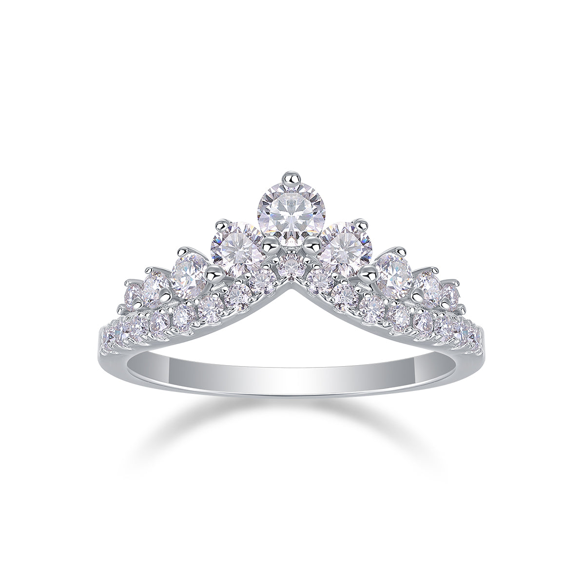Mindjewel Corona Moissanite Tiara Ring — 925 Sterling Silver