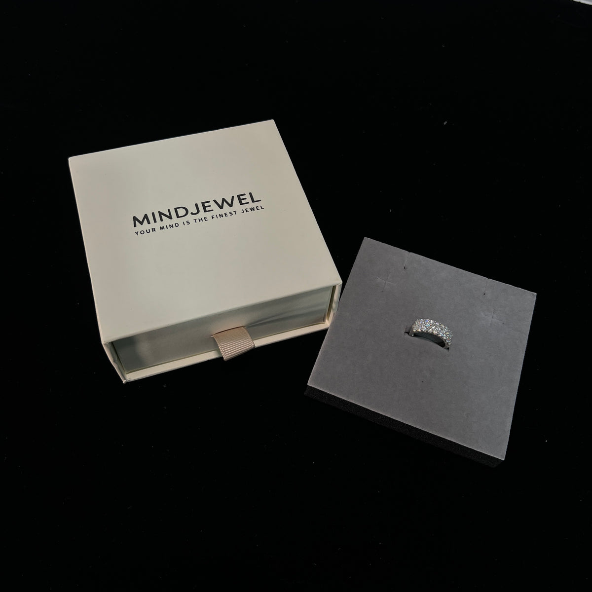 Mindjewel Lumière Triple Pavé Moissanite Band Ring — 925 Sterling Silver