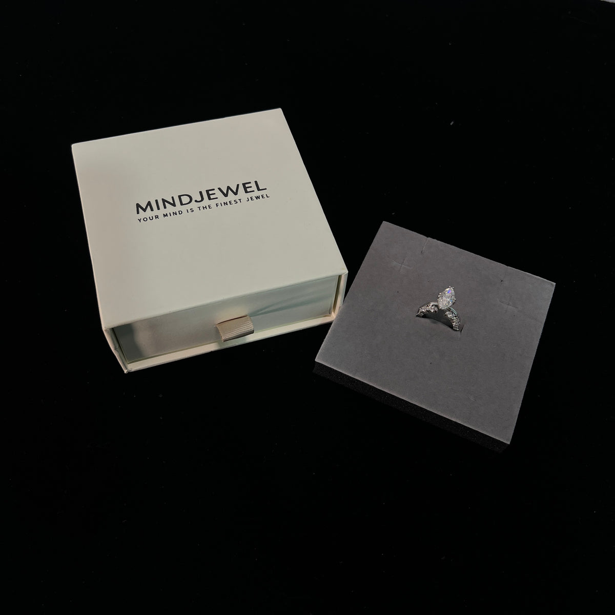 Mindjewel Étoile Marquise Moissanite Bridal Ring Set — 925 Sterling Silver