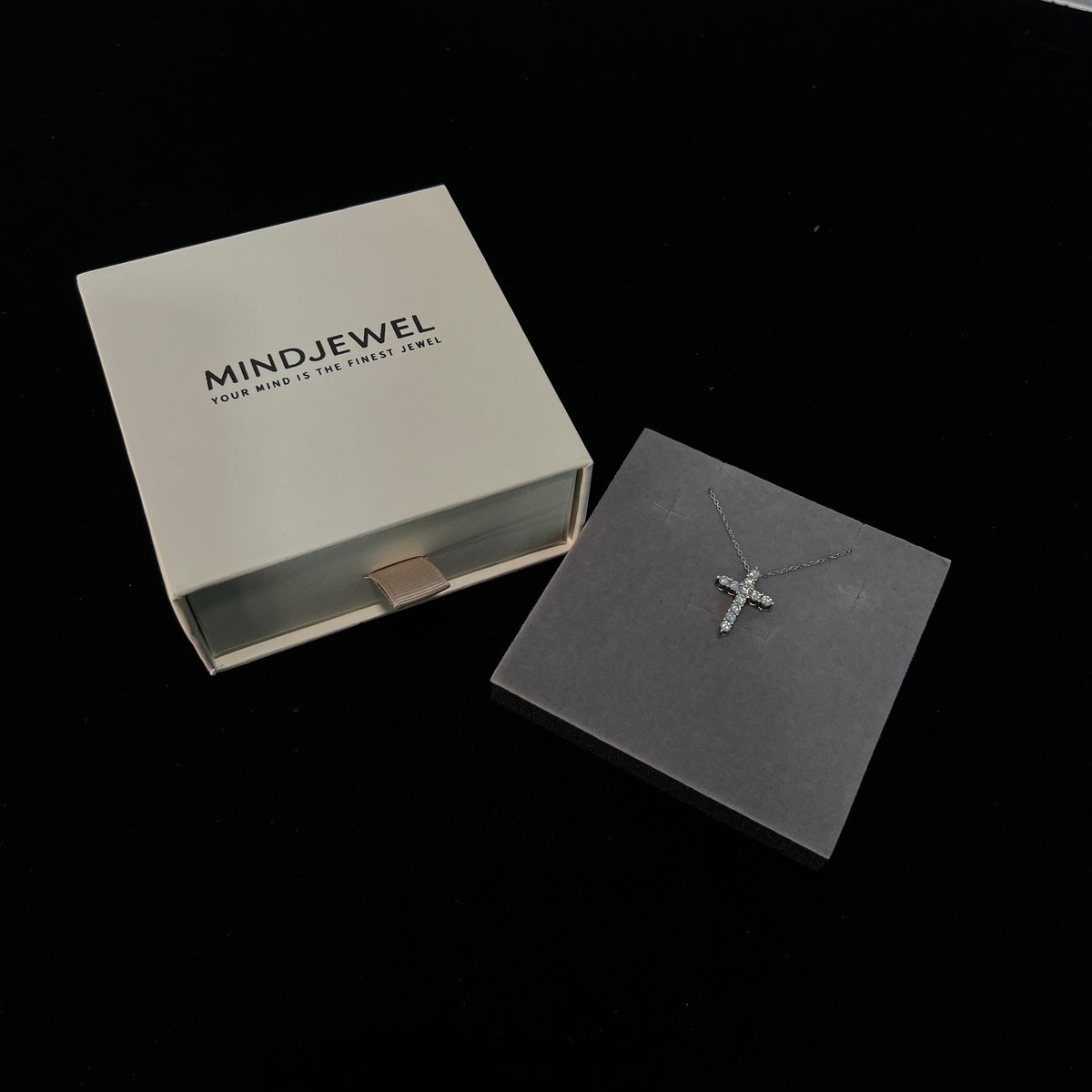 Mindjewel Sacred Moissanite Cross Necklace — 925 Sterling Silver